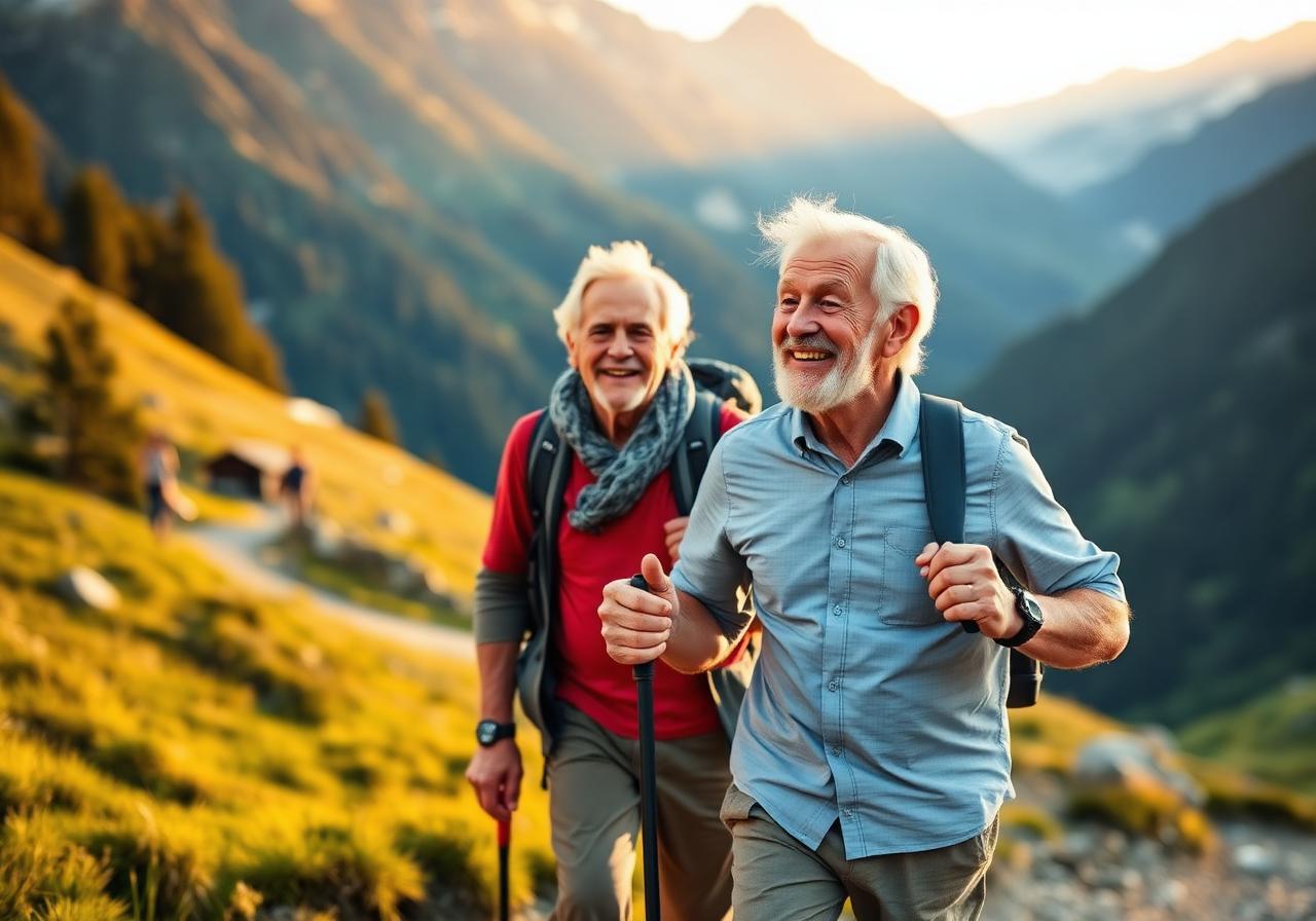 Active seniors hiking pain-free after using LioStrong cream
